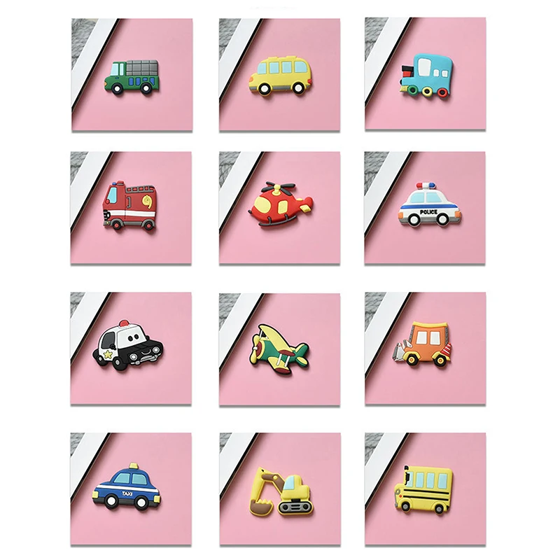 Imanes creativos de dibujos animados para coche, imanes de nevera de tamaño pequeño para niños, imanes de transporte, 5 piezas
