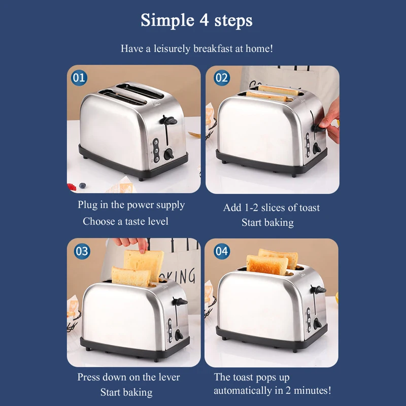 PBOBP Breakfast Toaster Bake Toast Light Home Use 1500W Toaster Oven Double-Sided Baking 3-Speed Function Intelligent Timer 6