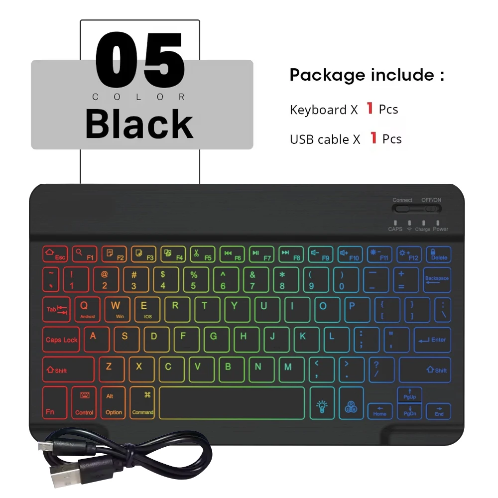 Compact 10-Inch Backlit Wireless Keyboard and Mouse Set for Tablets and Smartphones