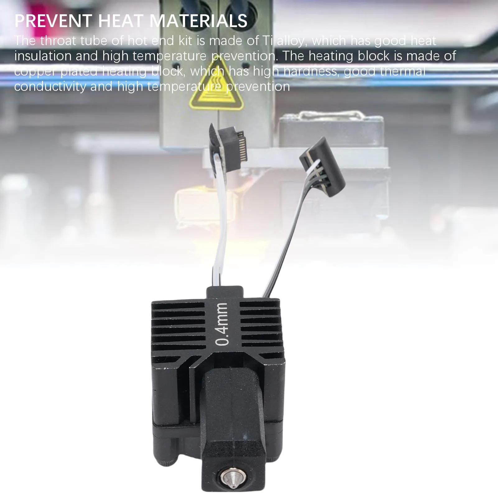 Full Assembly Hardened Steel Hot End Fit for Bambu Lab P1P/P1S 3D Printer with Fan Thermistor Ceramic Heater 0.4mm Nozzle