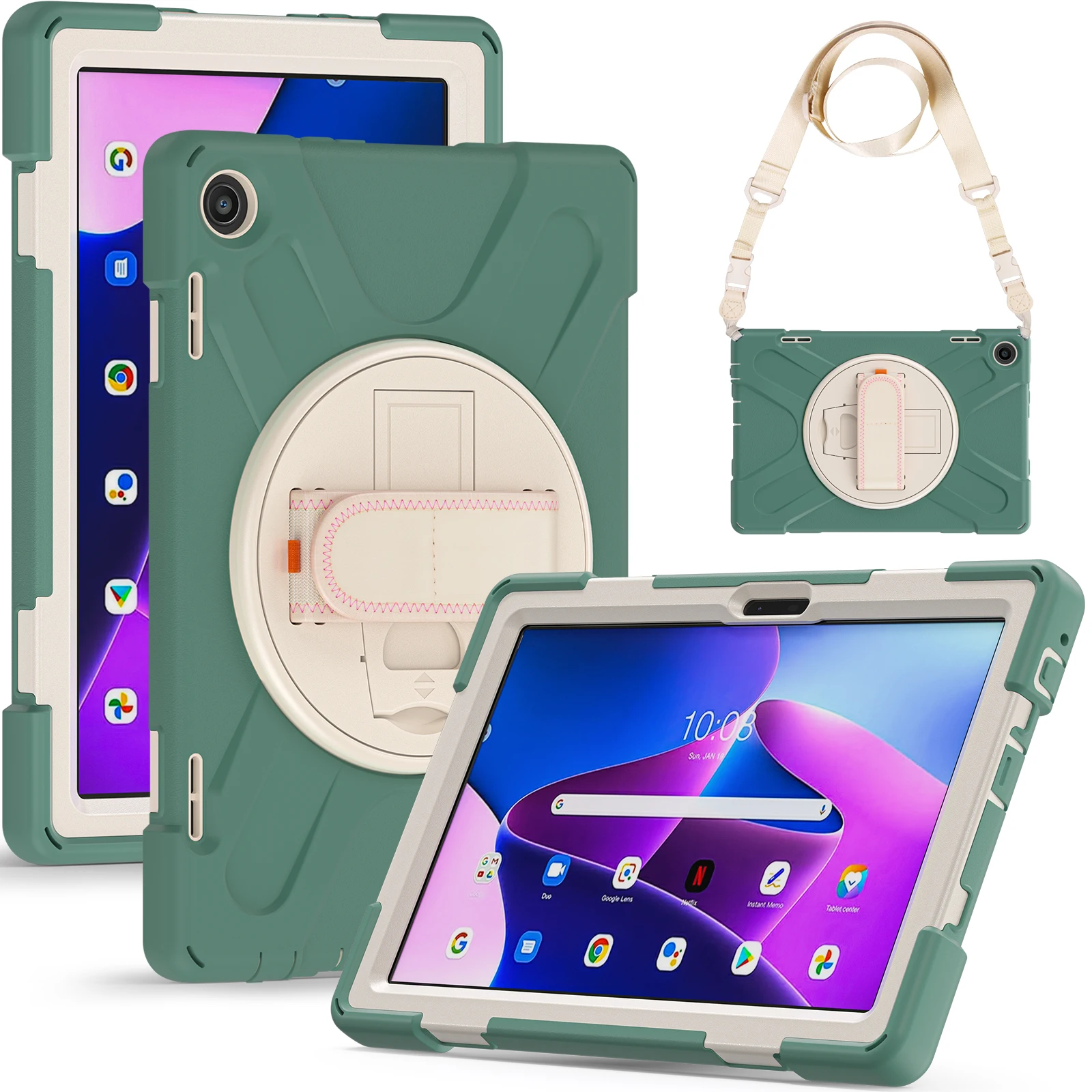 Silicone Shockproof Rotating Stand Case with Handle