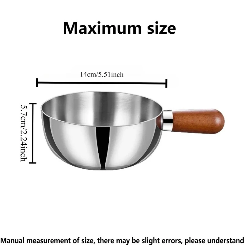 סיר נירוסטה עם ידית עץ, סיר מיני בקמפינג, מטבח דורמיטוריום, כלי בישול נייד