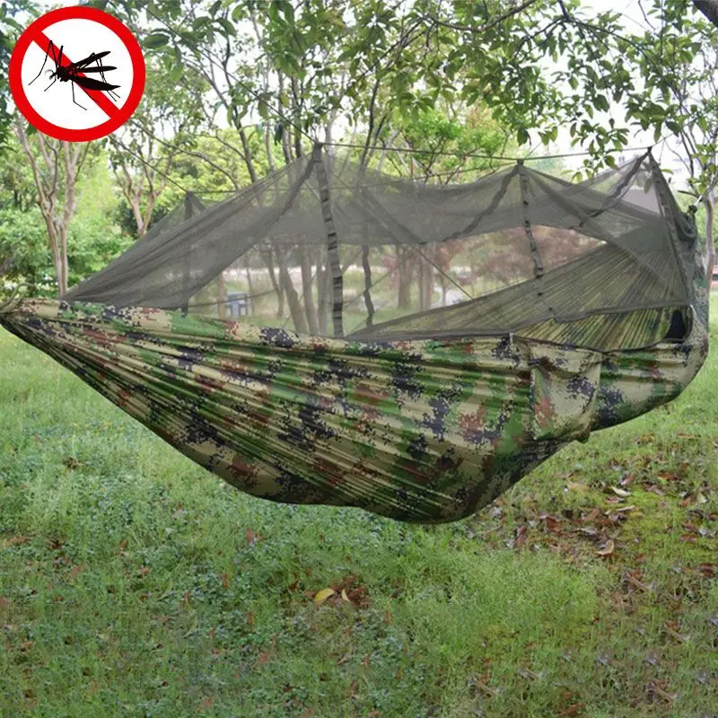 

Camping Outdoor Hammock With Mosquito Net Outdoor Furniture 1-2 Person Trength Parachute Hanging Bed Hiking Sleep Mat For Travel