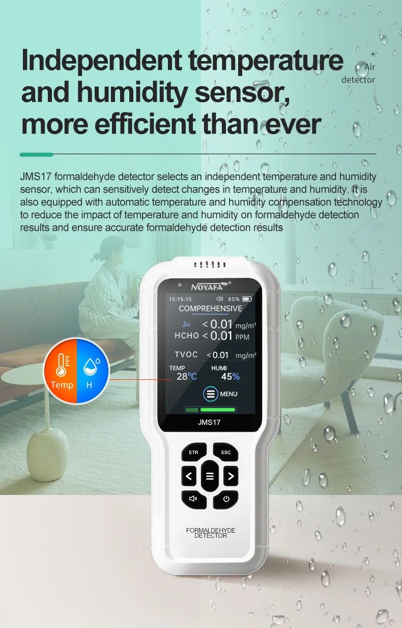 4in1 Gas Detector Multi Function Monitor JMS17 Air Quality Tester Analyzer HCHO