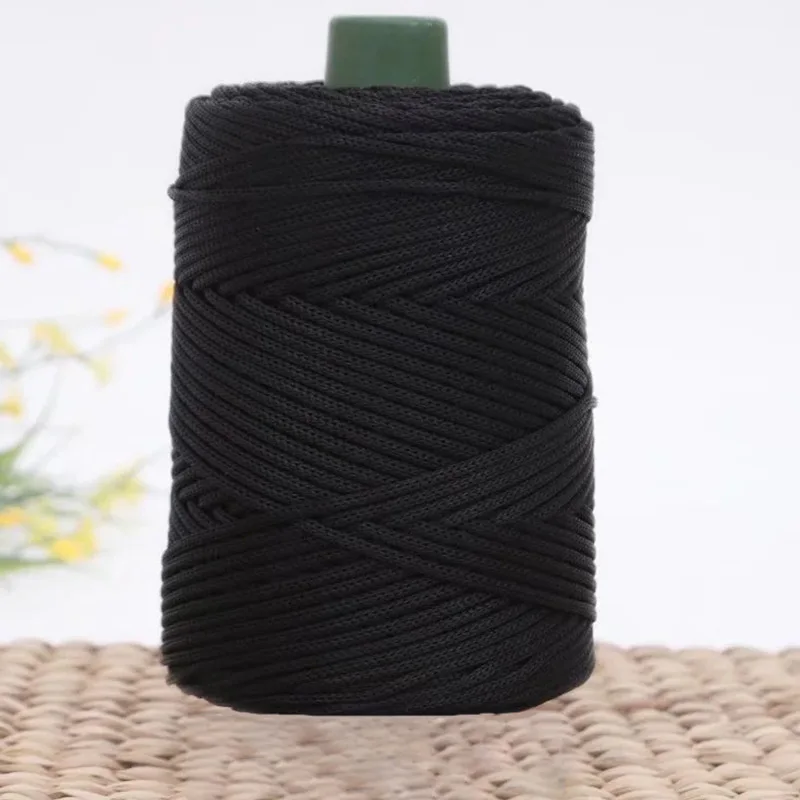 200m 3mm Hollow Knitted Crochet Yarns For DIY Handbag Purse Basket Chunky Trapillo Nylon Cord Polyester Thread Round Rope