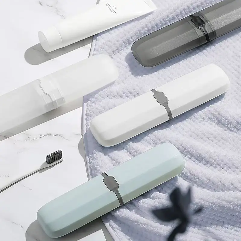 Toothbrush Storage Box Portable Toothbrush Box Home Travel Toothbrush Storage Holder Cover Simple Plain Protect Dust-proof Case Bathroom