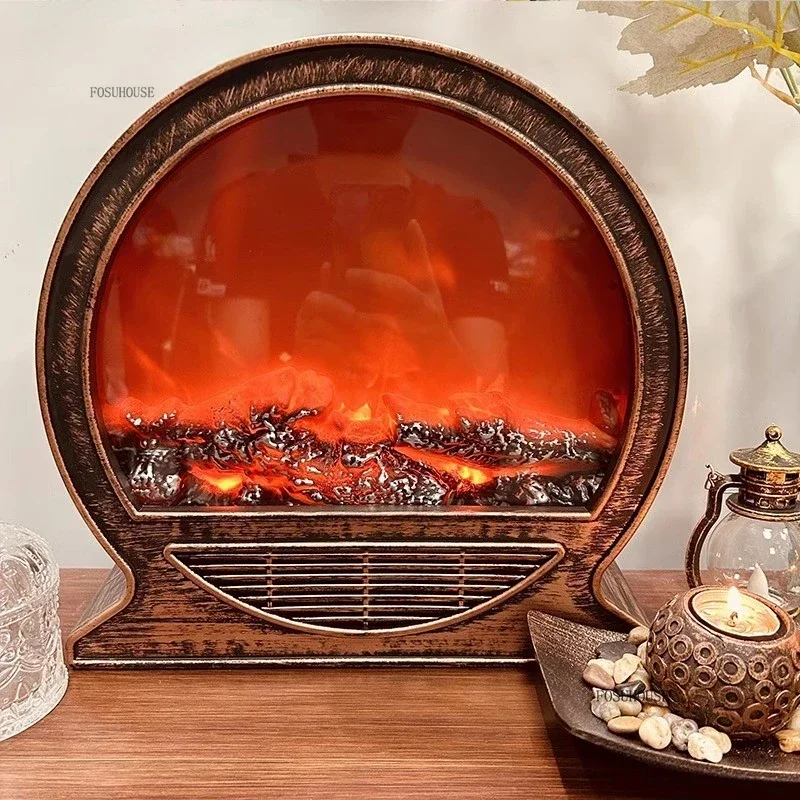 Nordic Simulation Electric Fireplaces Decoration Indoor Fake Stove Modern Home Decoration Room Ornaments Flame Atmosphere Lamp C