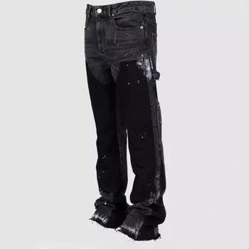 Jeans lavati da uomo Pantaloni vintage alla caviglia Tasche a vita media Bottoni con cerniera Fly Denim effetto consumato Pantaloni dritti streetwear 1