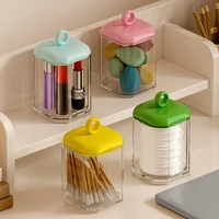 Cotton Stick Storage Box Makeup Organizer Container Cosmetic Storage Jar Round Holder Cotton Pads Jewelry Storage Case With Lid 2