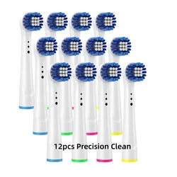 12 - Pack Soft Bristle Electric Toothbrush Replacement Heads (12 Precision Clean)