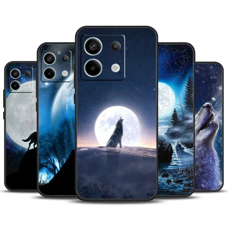 Custodia Moon Roaring Wolf Per Xiaomi Redmi Note 13 11 9 10 12 Pro Plus 9S 10S 11S 12S Redmi 13C 9C 10C 12C Cover