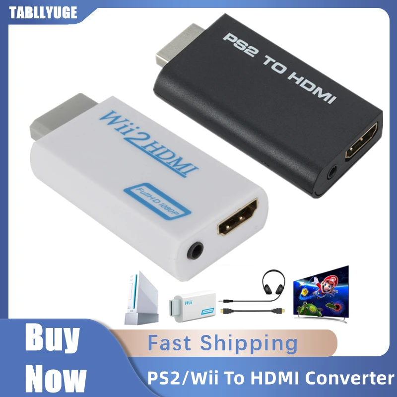 

For PS2 to HDMI-compatible Converter Adapter 480i/480p/576i Audio Video With 3.5mm Audio Cable Supports PC All PS2 Display Modes