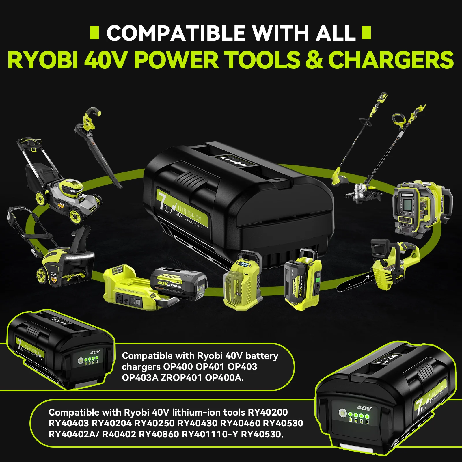 For Ryobi 40V Li-Ion Rechargeable Battery For Ryobi OP4050