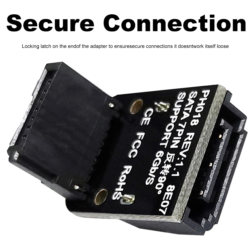 SATA 7Pin Female To 7pin Male Adapter 90 Degree SATA Adapter 6Gbps Connector Up /Down Mainboard Motherboard for Desktops SSD HDD