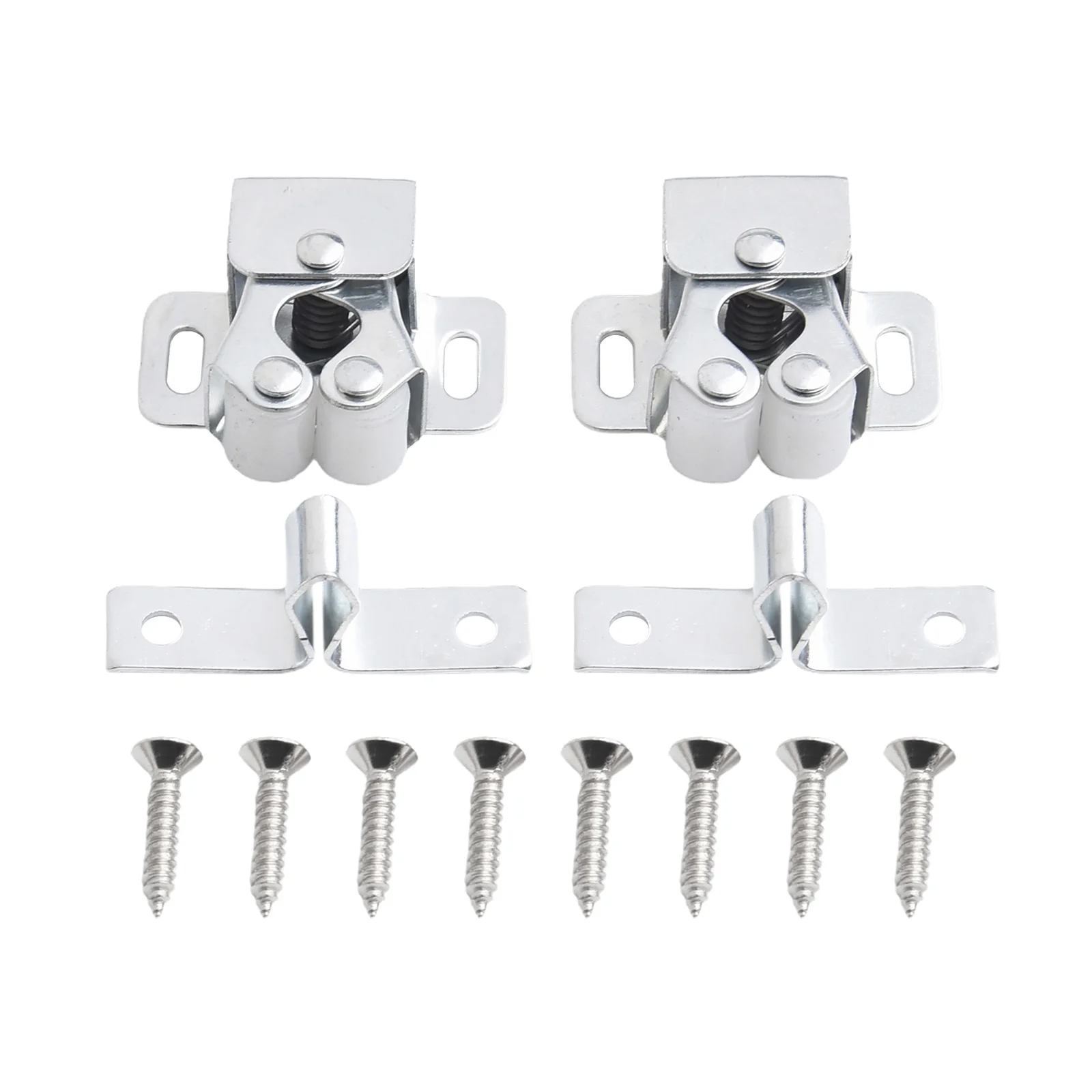 2pcs Door Buckle Press Home Wardrobe Door Buckle Touching The Bead Magnetic Dual Wheel Spring Fixed Lock Low Foot Cabinet