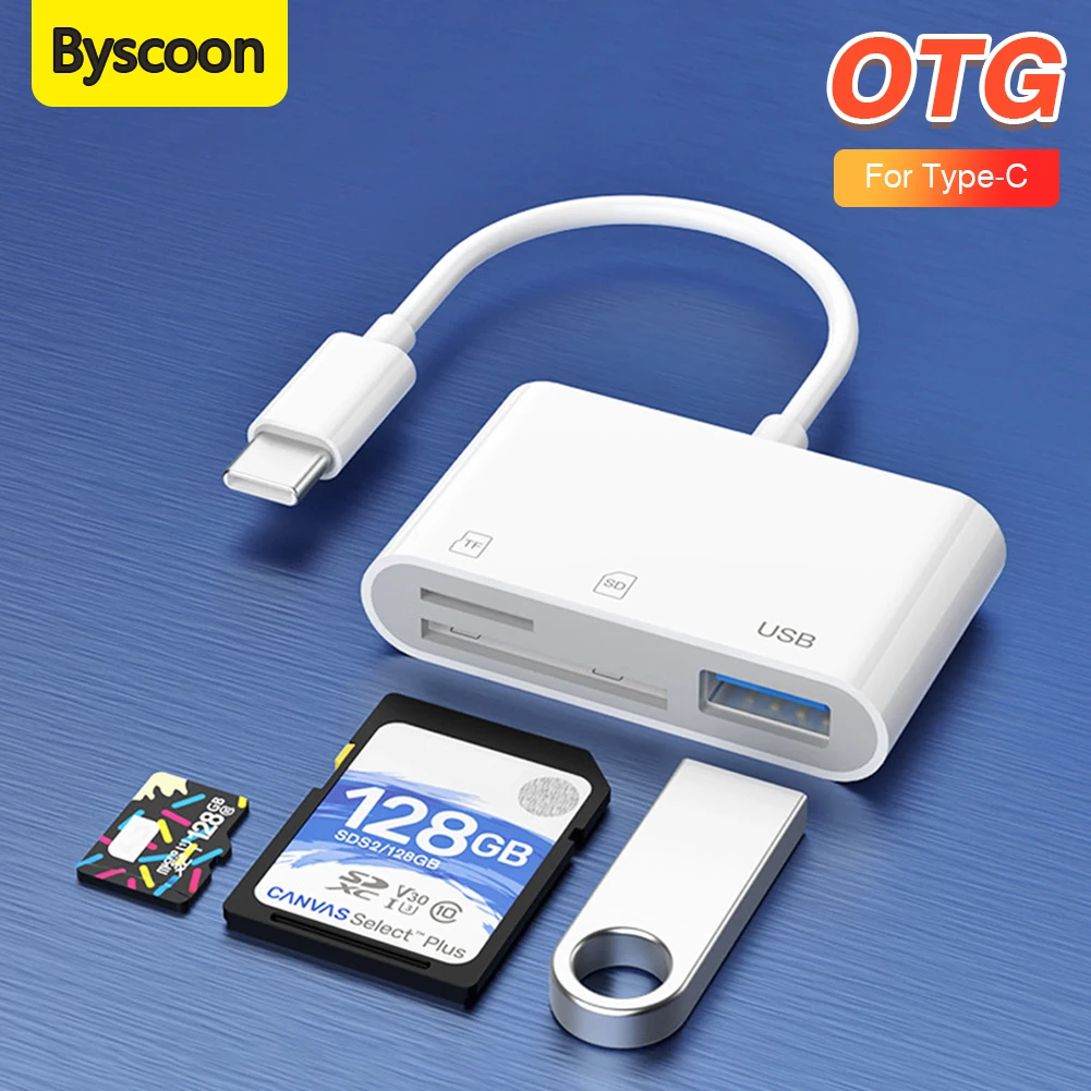 USB C타입 어댑터 허브, TF CF SD 메모리 카드 리더기, USB 컨버터 어댑터, 휴대폰 맥북, 화웨이, 삼성, OPPO용, 3 in 1