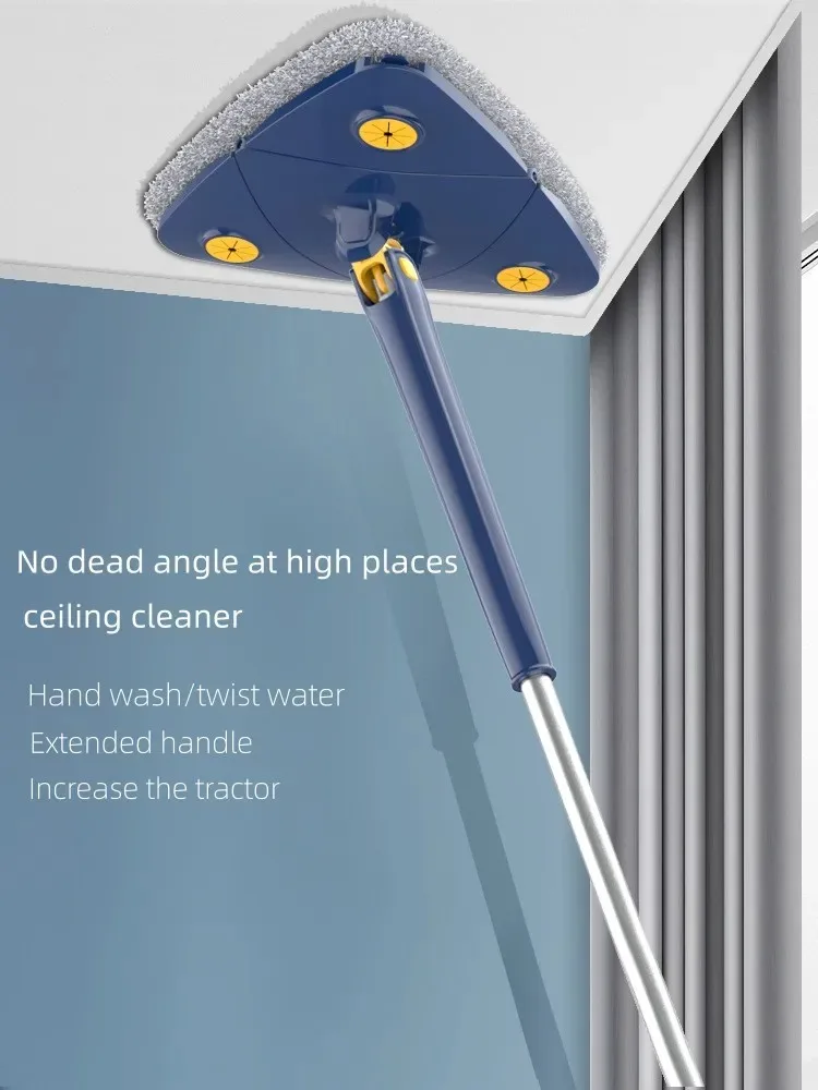 Triangle 360 Cleaning Mop Telescopic Household Ceiling Cleaning Brush Tool Self-draining To Clean Tiles And Walls_voghion.com