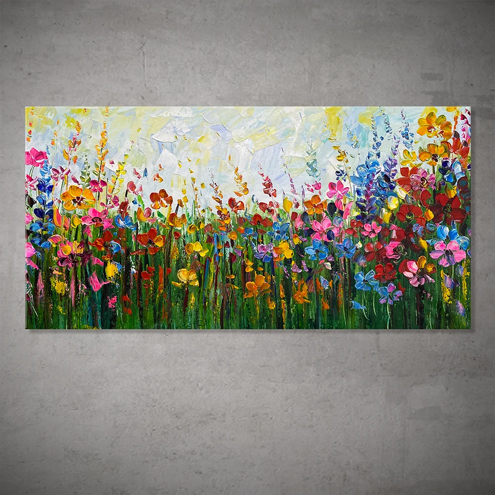 

Mintura,Handmade Hand Painted Modern Thick Texture Blooming Flower Oil Paintings On Canvas,Landscape Wall Art,Picture Home Decor