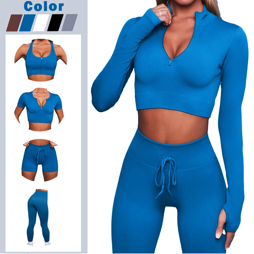 Women Yoga Set Seamless 2pcs Two Piece 