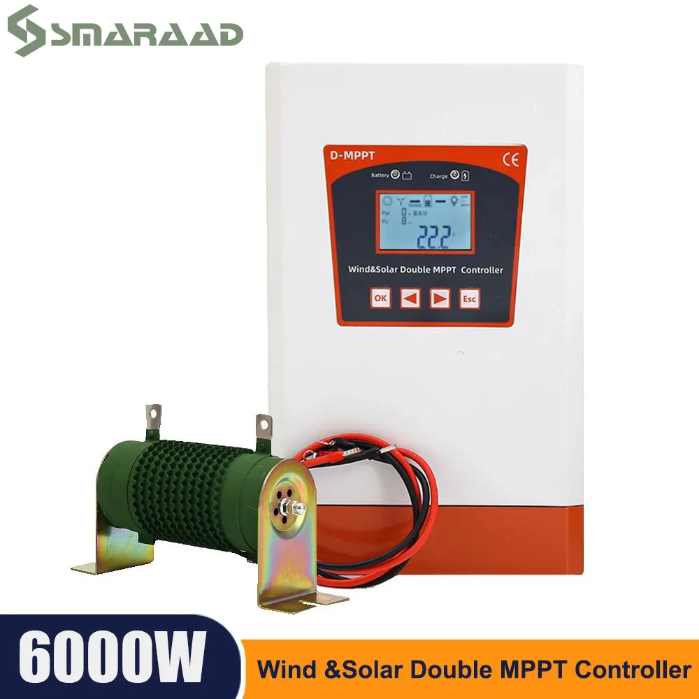 6KW Doppio MPPT Sistema Ibrido di Energia Eolica di Ricarica Regolatore Solare 12V 24V e 24V 48V Regolazione Automatica Energia Eolica Domestica