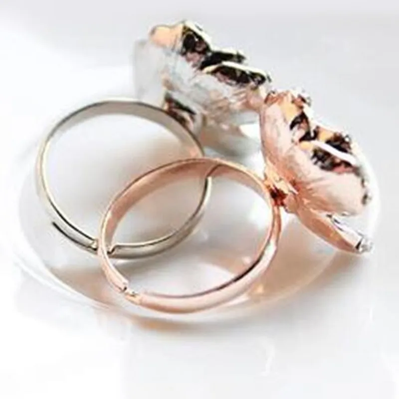 Rose Flowers Vintage Resizable Finger Rings Valentine's Day Gift Jewelry Open Ring Women
