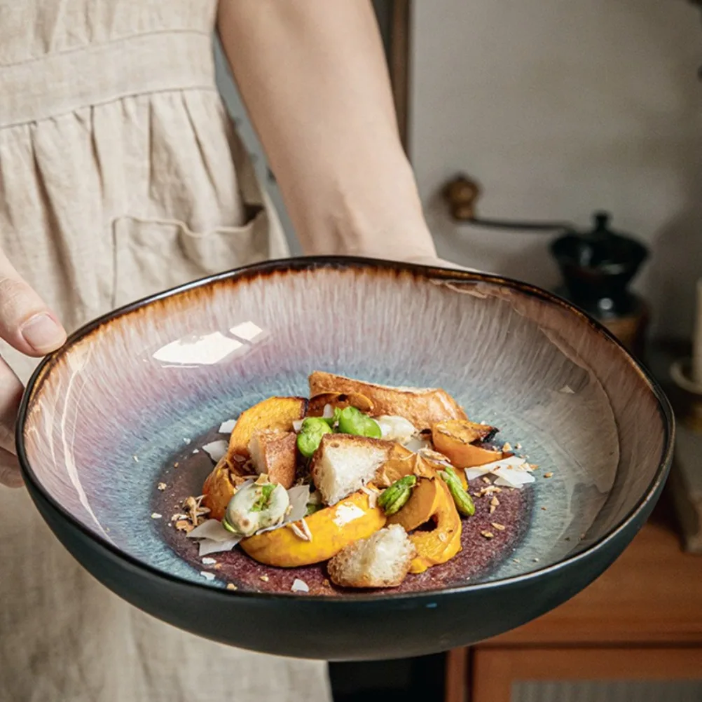 9-Inch Irregular Vintage Ceramic Pasta & Salad Plate 6