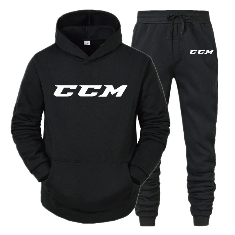 CCM Man Sets Hat Running Hoodie Sweatpants Men's Set 2PK Autumn Winter clothing Casual Woolen Hoodie suit Sportswear men sets 4