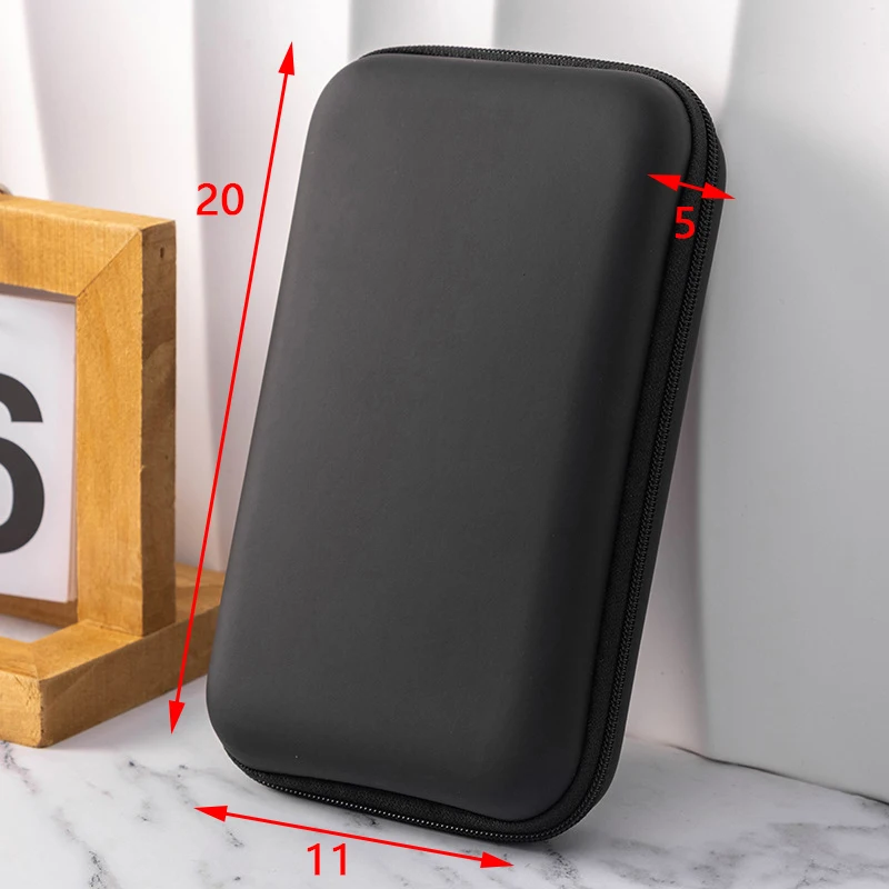 Compact Hard Shell Digital Gadgets Organizer - Premium Leather Storage Case for Earphones, Chargers, and Accessories