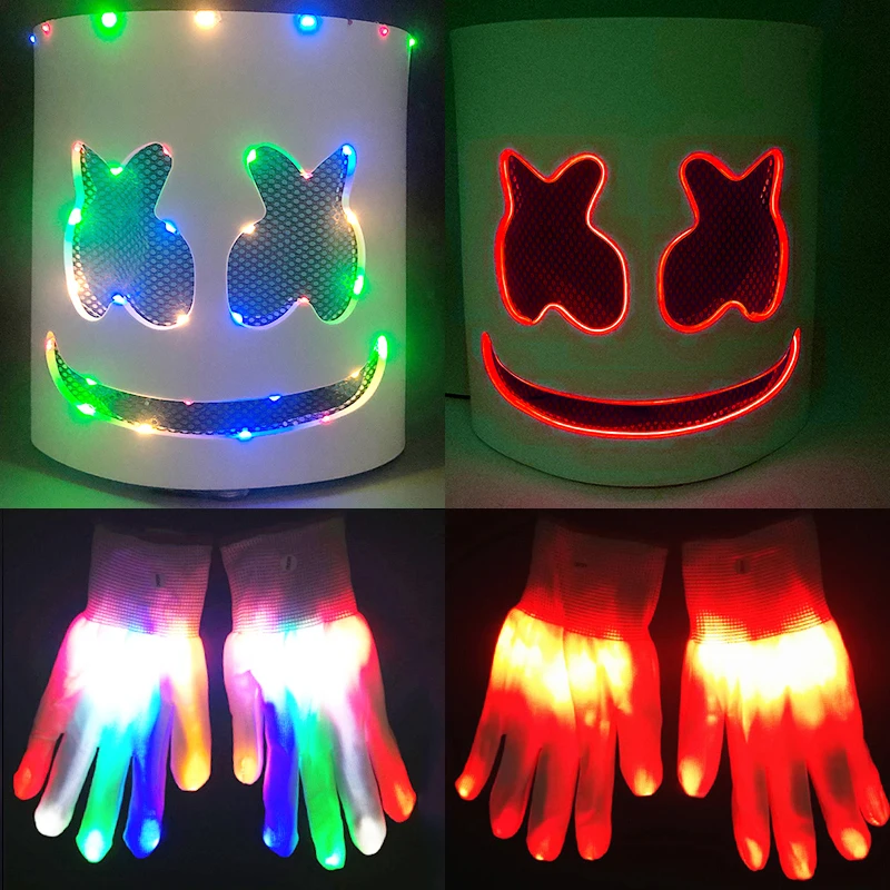 LED DJ マスク ヘッドギア リアルなマシュメロ マスク 通気性