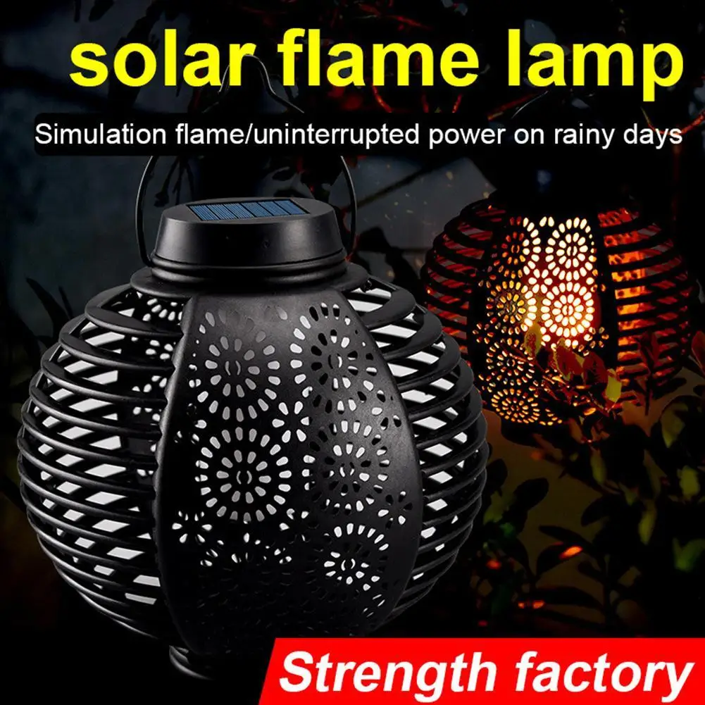 

LED Solar Waterproof Flame Lamp Outdoor Circular Weave Lamp Courtyard Hanging Atmosphere Pendant Lamp Courtyard Decoration