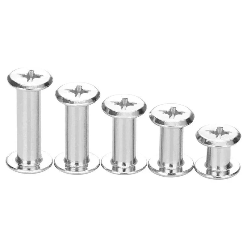 80Pcs M5 6/10/12/15/18mm Snap Rivet Bolts and Nuts Books Butt Screw Photo Album Binding Screw