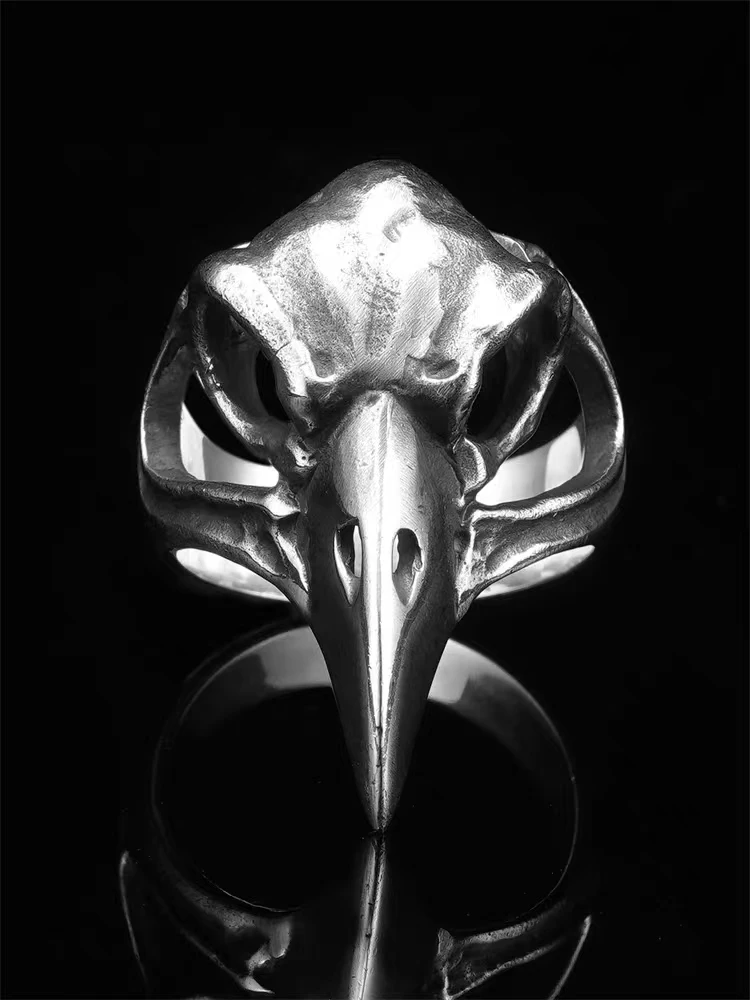Vintage Raven Skull Ring Punk Dark Animal Skull Ring Mens Gothic Bike Ride Trend Party Jewelry