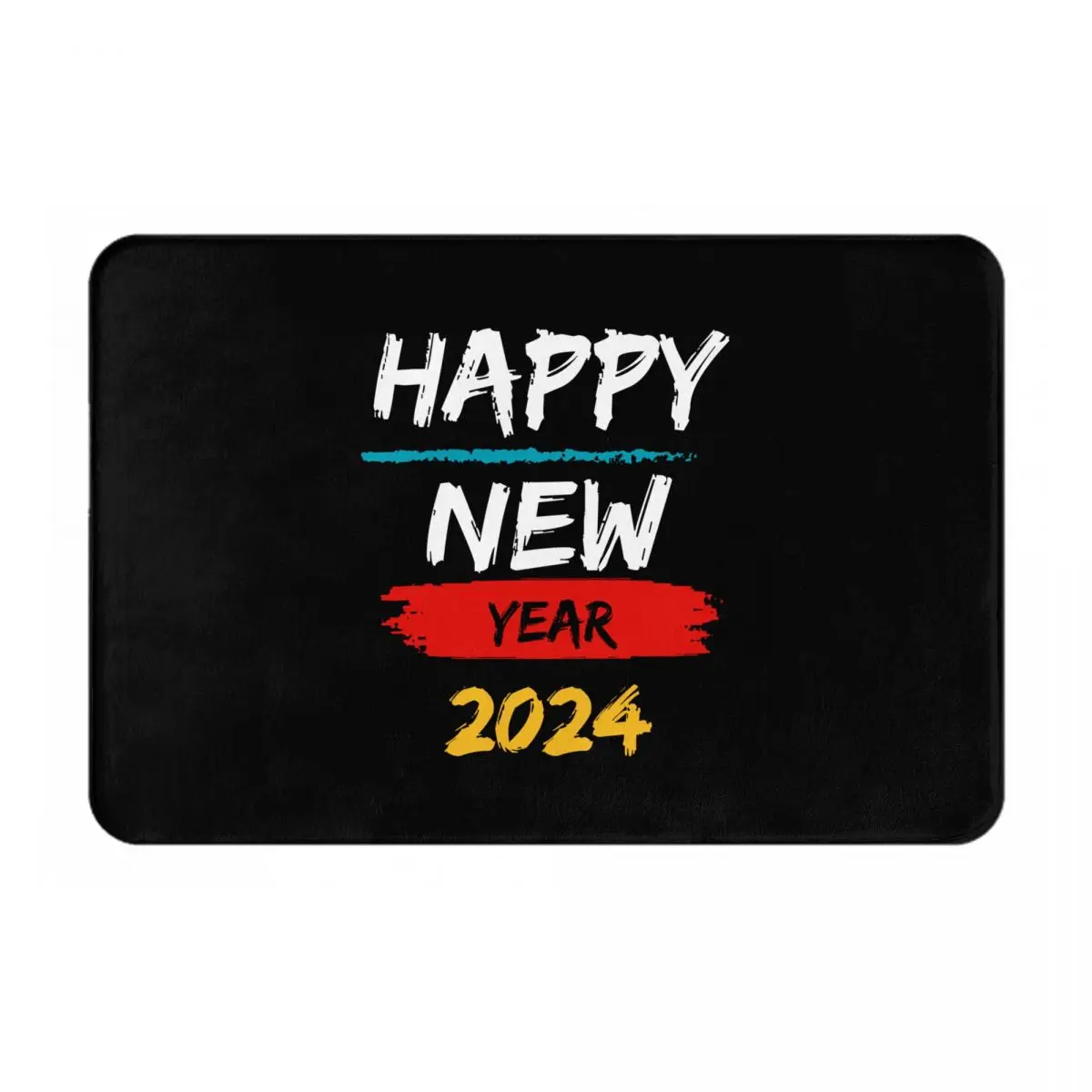 

С Новым Годом 2024, мягкий коврик для ванной, Нескользящие приветственные коврики для гостиной, ванной, с принтом, Прямая поставка, коврики для балкона, украшение