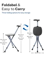 Lefeke Folding Canes with Seat Walking Stick Height Adjustment Cane Seat Foldable Anti-Slip Lightweight Walking Stick for Senior 2