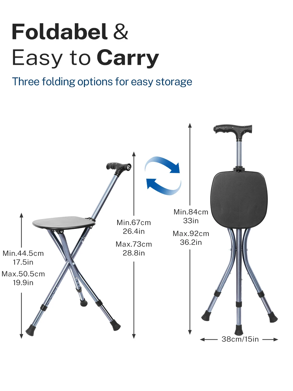 Lefeke Walking Stick with Chair Cane for Older Adult Cruches with Seat Adjustable Lightweight Leg Rehabilitation Mobility Aid 2