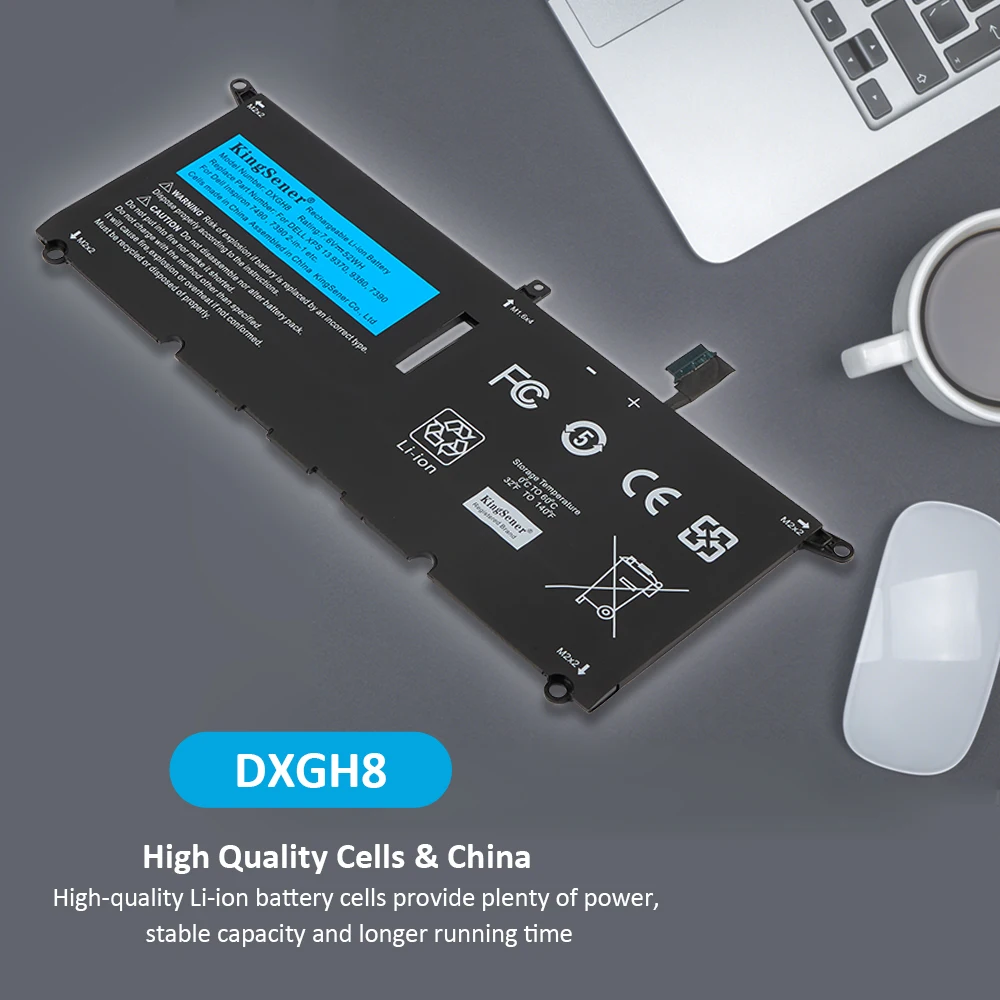 Bateria do Portátil 6842mah Dxgh8 Dell Xps 13 9380 9370 7390 Dell Inspiron 7390 G8vcf 0h754v P82g 52wh Kingsener2-in1 - Imagem 3
