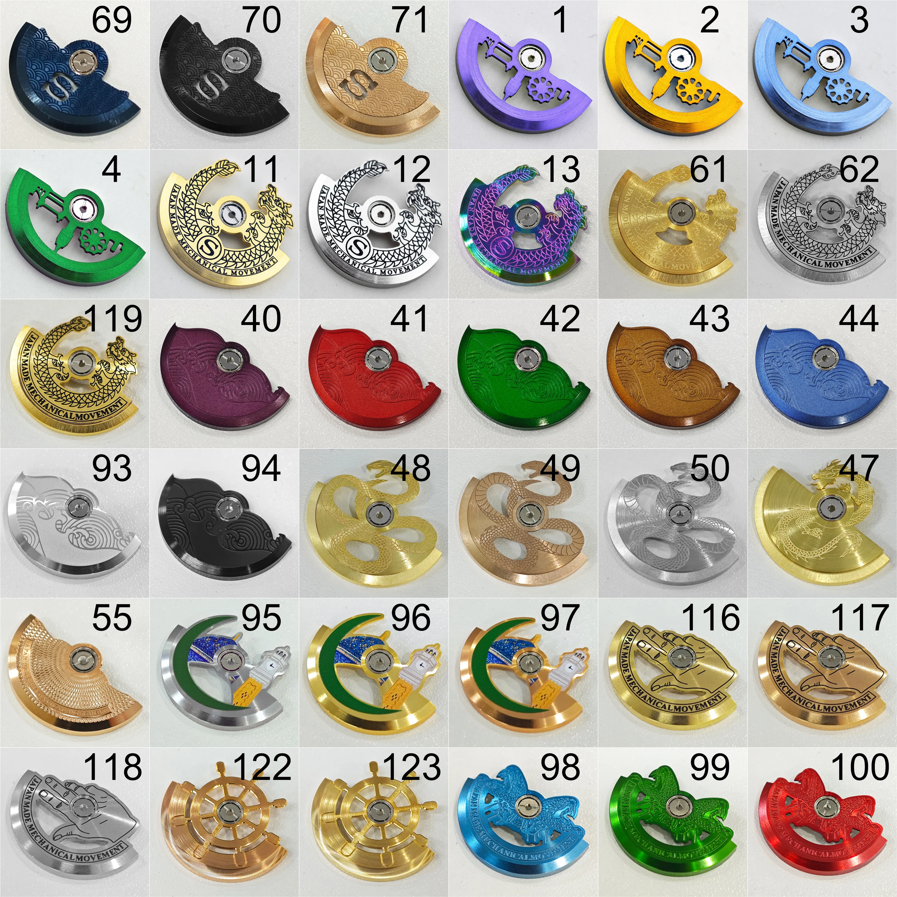 Oscillating Weight Rotors for Watch Movements - 148 Unique Styles
