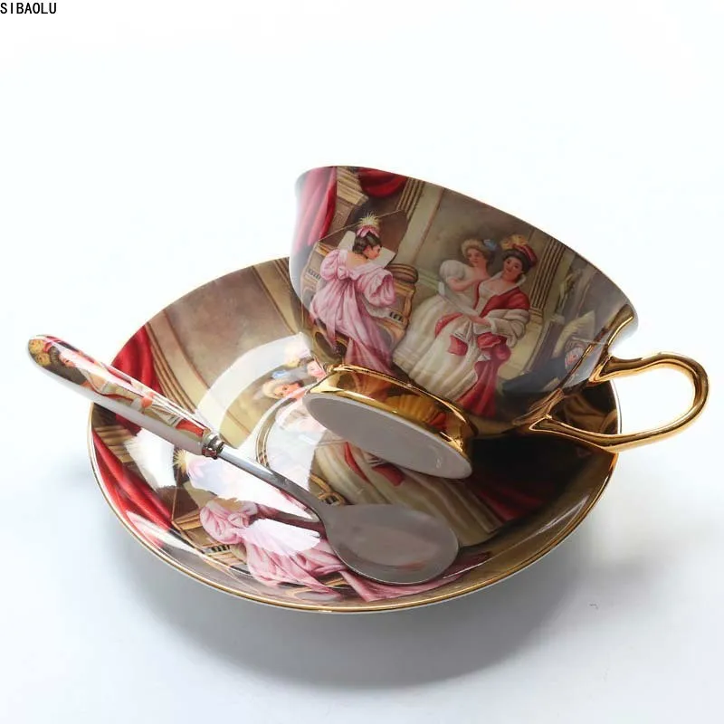 

High Quality Bone Porcelain Coffee Cups Vintage Ceramic Cups On-glazed Advanced Tea Cups And Saucers Sets Luxury Gifts