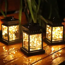 Elegant Outdoor Solar Lantern - Hanging Decorative Candle Lamp for Garden & Yard Landscaping (Led string)