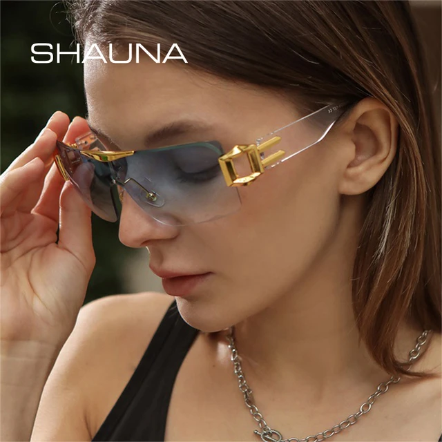 Fashion Rimless Y2k Sunglasses For Women Square Silver Gradient Punk  Women's Glasses Goggles Unisex Eyewear Shades Uv400 - Sunglasses -  AliExpress