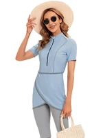 Maillot de bain musulman court CROP 2022 pour femmes, burkini modeste avec fermeture éclair sur le devant 6
