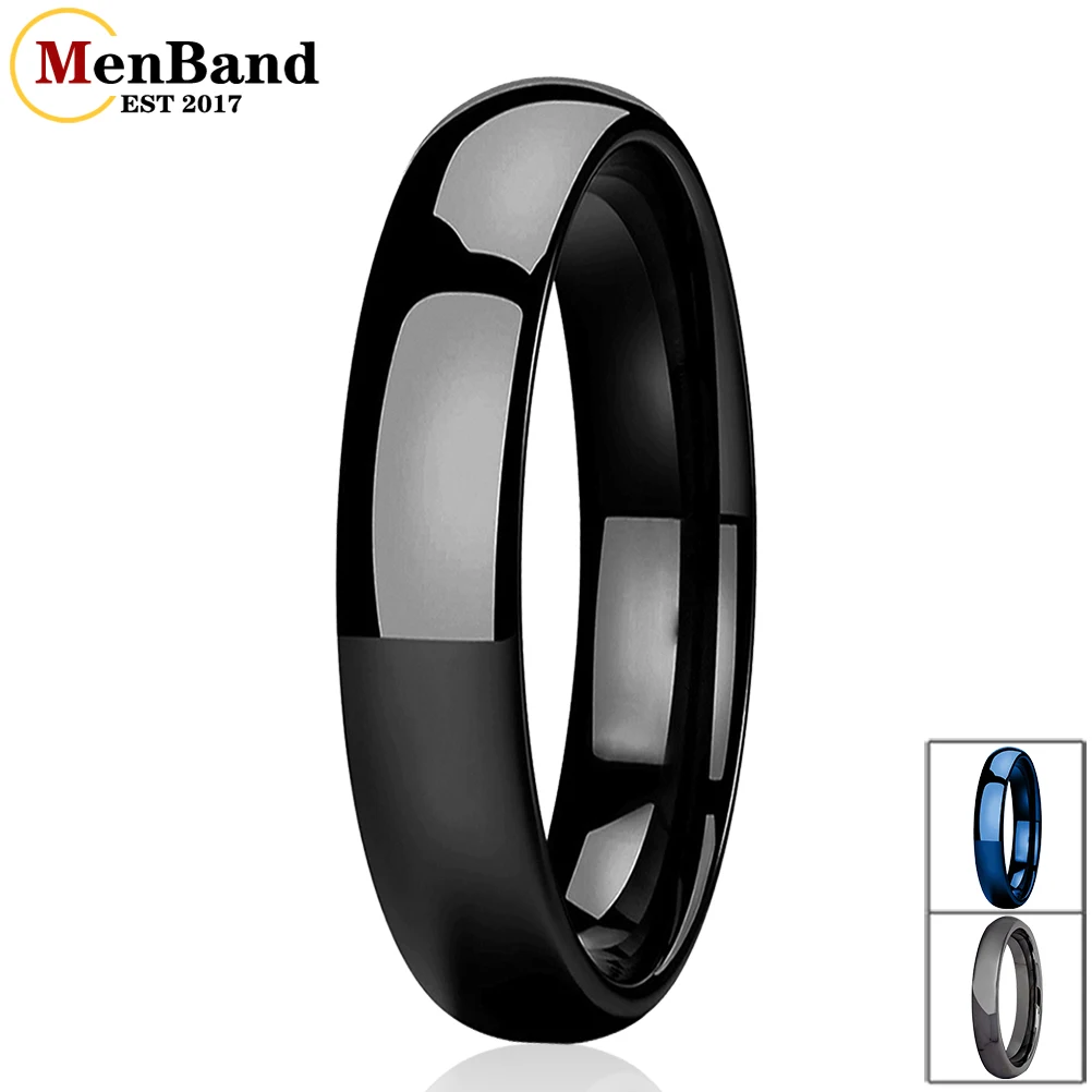 

MenBand Fashion 4MM 6MM Men Women Black Color Dome High Polished Tungsten Carbide Wedding Band Rings Comfort Fit Size 4-13
