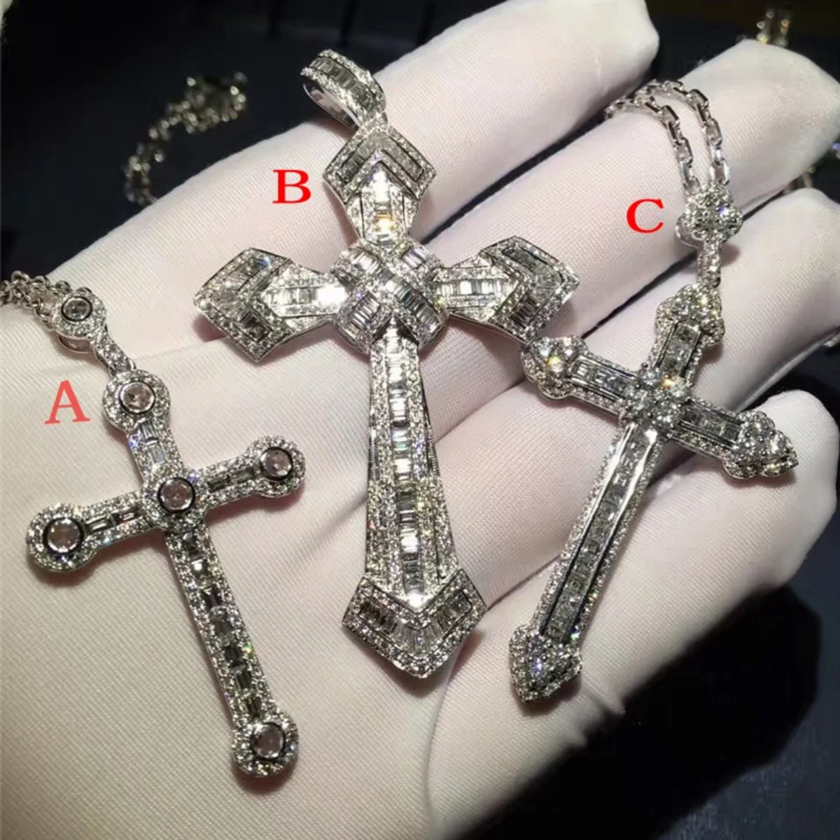Handmade Pink Diamond Cross Pendant 925 Sterling Silver Party Wedding Pendants  Necklace For Women men Gemstone Jewelry - AliExpress