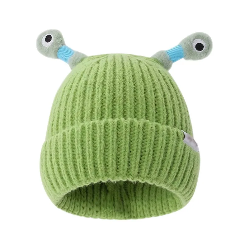 Luminous Antennae Eyes Cartoon Funny Women's Knitted Hat for Autumn and Winter Warmth, Multifunctional  Wool, Practical