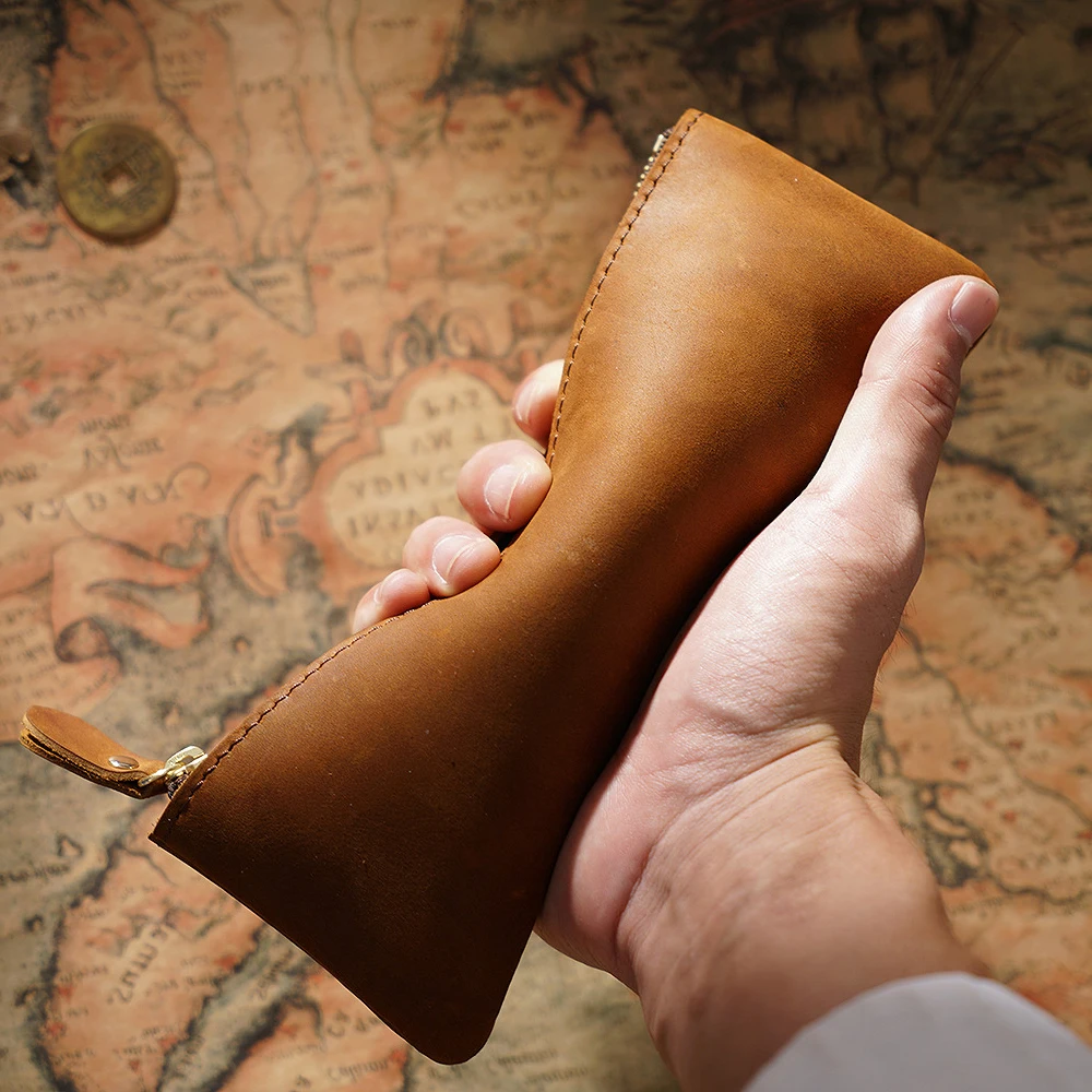 خمر جلد طبيعي انغلق مقلمة جلد البقر منظم قرطاسية ح...