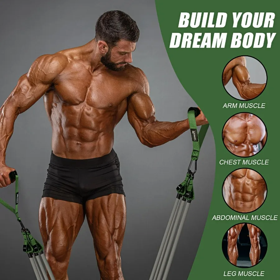 Heavy Resistance Bands for Working Out, 350lbs Exercise Bands with Handles, Workout Bands Set for Men, Fitness Weight Bands for