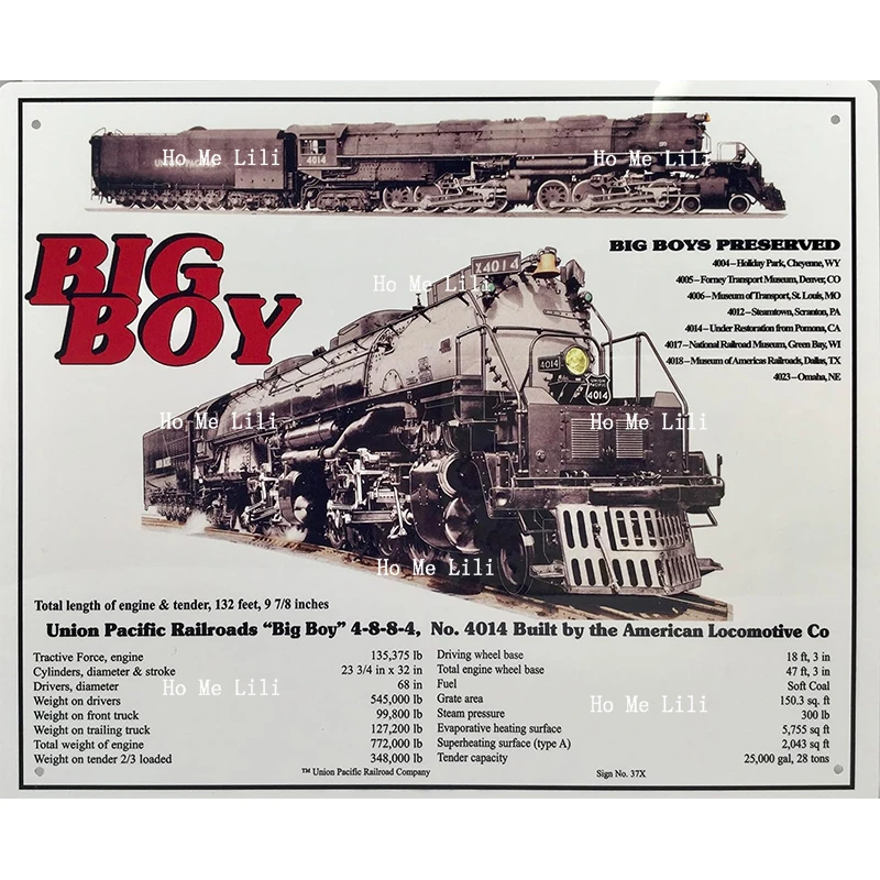 Union Pacific Big Boy Railroad Metal Sign
