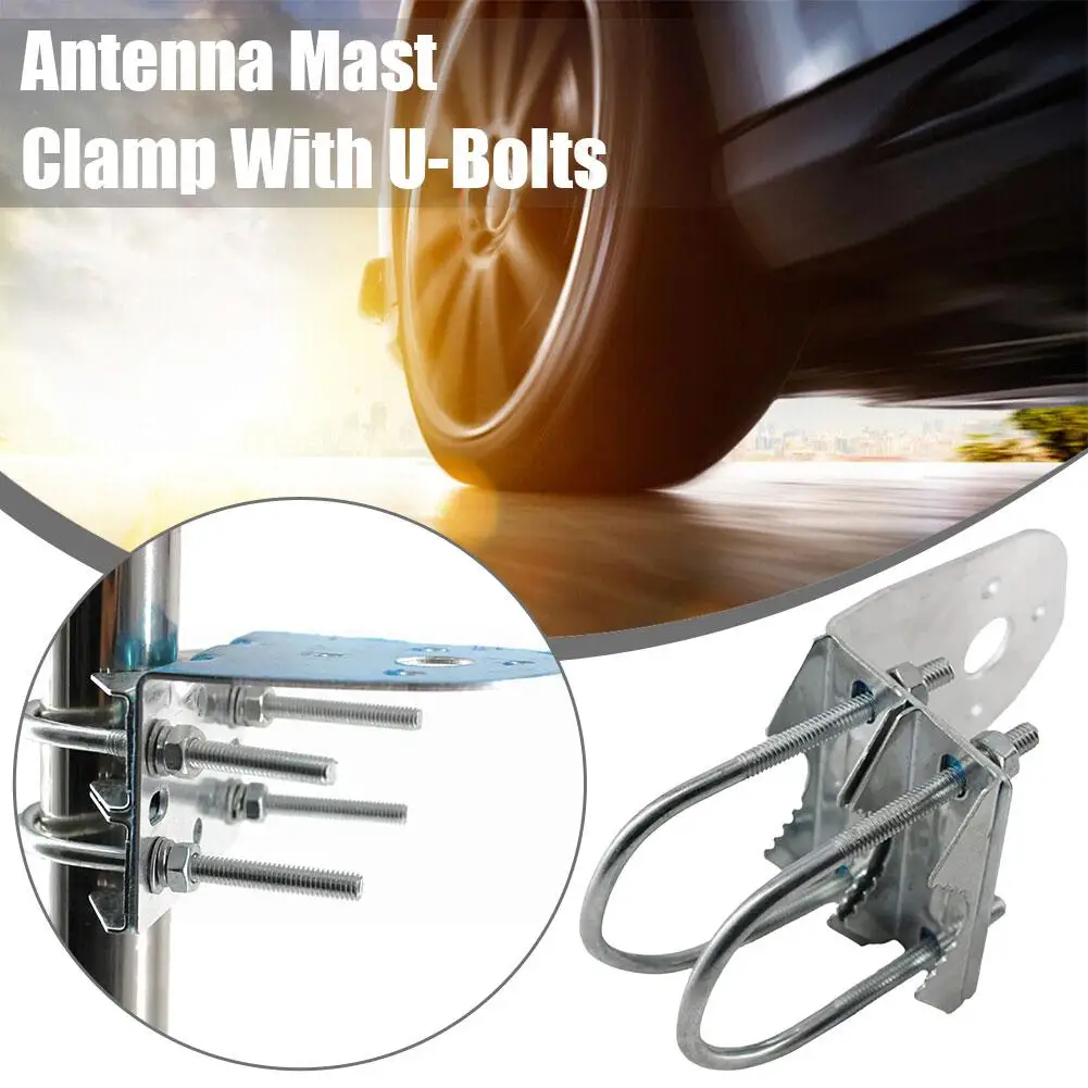 

Antenna Pole Mount Kits Antenna Pole Mount Bracket with Double U-Bolts Clamp V Jaw Bracket for Antenna Pole Holder M4L2