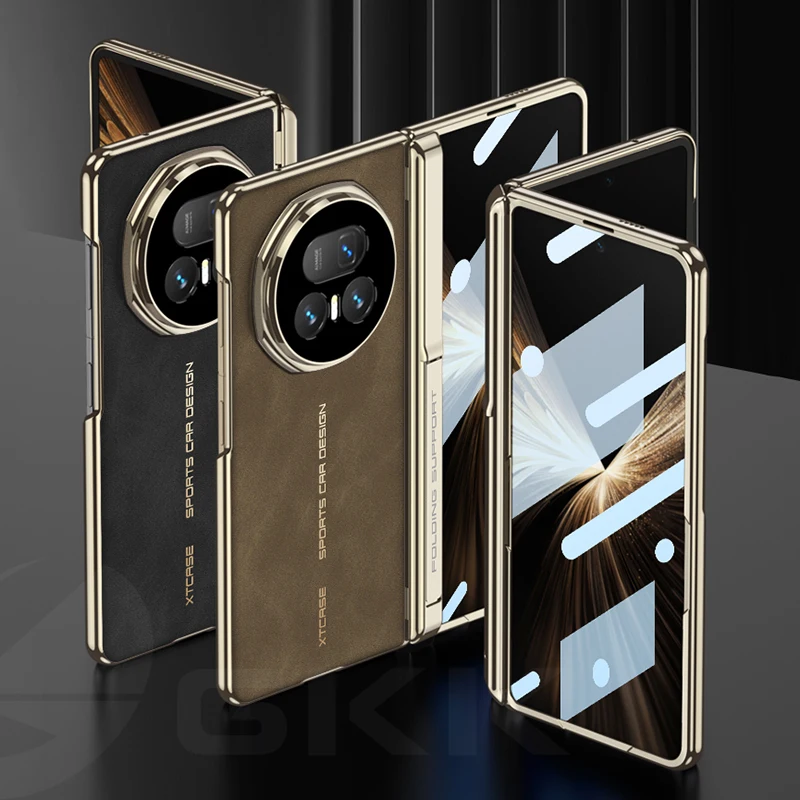 Frosted Leather Magnetic Hinge Stand Case For Honor Magic V5 Wireless Charge Fro