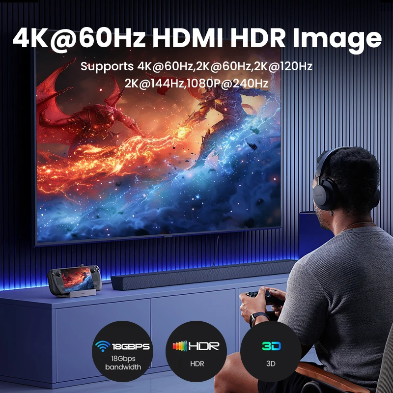 UGREEN Steam Deck Dock met HDMI 4K@120Hz, verstelbaar dockingstation met 5Gbps USB A & USB C 3.0, 100W PD-opladen, 1Gbps Ethernet, compatibel met Steam Deck, ROG Ally, Legion go en meer